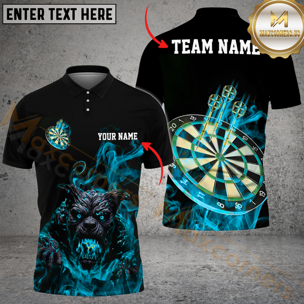 Maxcorners Darts Hell Bulldog Multicolor Options Personalized Name, Team Name 3D Shirt