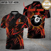Maxcorners Billiard Ball 8 Grunge Fire Multicolor Options Personalized Name, Team Name 3D Shirt