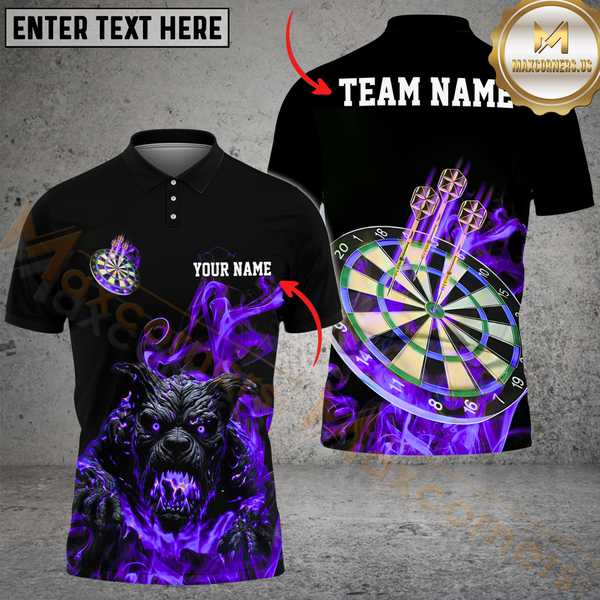 Maxcorners Darts Hell Bulldog Multicolor Options Personalized Name, Team Name 3D Shirt