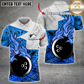 Maxcorners Ball Fire Maori Pattern Bowling Jersey Multicolor Customized Name, Team Name 3D Polo Shirt