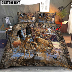 Maxcorners Hunting Deer Autunm Style Bedding Set 3D All Over Printed | Grass Brown