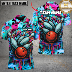 Maxcorners Bowling Graffiti Colorful Multicolor Customized Name, Team Name 3D Shirts