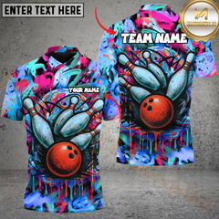 Maxcorners Bowling Graffiti Colorful Multicolor Customized Name, Team Name 3D Shirts