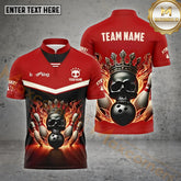 Maxcorners Bowling Ball & Pins Fire Skull Bowling Ball Multicolor Options Personalized Name, Team Name 3D Shirt (4 Colors)