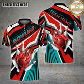 Maxcorners Bowling Ball & Pins Color Race Bowling Ball Multicolor Options Personalized Name, Team Name 3D Shirt (4 Colors)