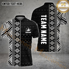 Maxcorners Black White Maori Bowling Jersey Personalized Name, Team Name 3D Shirt