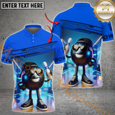 Maxcorners Funny Bowling Pattern Multicolor Options Personalized Name, Team Name 3D Polo Shirts (4 Colors)