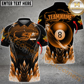 Maxcorners Billiards 8 Ball Premium Icy Pattern Multicolor Options Personalized Name, Team Name 3D Polo Shirt (4 Colors)