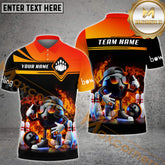 Maxcorners Cool Bowling Premium Gradient Pattern Multicolor Options Personalized Name, Team Name 3D Polo Shirts (4 Colors)
