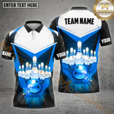 Maxcorners Dotted Pattern Light Bowling & Pins Multicolor Options Personalized Name, Team Name 3D Shirt (4 Colors)
