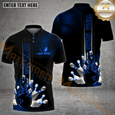 Maxcorners Bowling & Pins Fire Dotted Pattern Multicolor Options Personalized Name, Team Name 3D Shirt (4 Colors)