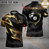 Maxcorners 8 Ball King Golden Premium Billiard Jersey Multicolor Options Personalized Name, Team Name 3D Shirt (4 Colors)