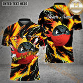 Maxcorners Bowling Ball Ninja Thunder Pattern Multicolor Options Personalized Name, Team Name 3D Shirt (4 Colors)