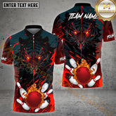 Maxcorners Fiery Tiger & Striking Bowling Jersey Multicolor Options Personalized Name, Team Name 3D Shirt (4 Colors)