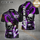 Maxcorners Skull& Snake Bowling Ball Pattern Multicolor Options Personalized Name, Team Name 3D Shirt (4 Colors)