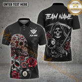 Maxcorners Billiard Dark Reaper & Rose 8 Ball Multicolor Options Personalized Name, Team Name 3D Shirt (4 Colors)