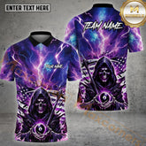 Maxcorners Billiard Grim Reaper 8 Ball Thunder USA Flag Pattern Jersey Multicolor Options Personalized Name, Team Name 3D Shirt (4 Colors)