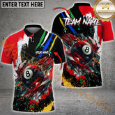 Maxcorners Billiard 8 Ball Colorful Paint Style Jersey Sport Multicolor Options Personalized Name, Team Name 3D Polo Shirt (4 Colors)