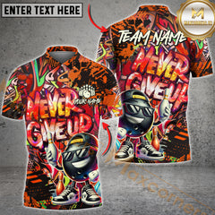 Maxcorners Funny Never Give Up Graffiti Pattern Bowling Game Jersey Multicolor Options Personalized Name, Team Name 3D Shirt (4 Colors)