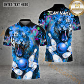 Maxcorners Tiger Bowling Sport Jersey Pattern Multicolor Options Personalized Name, Team Name 3D Shirt (4 Colors)
