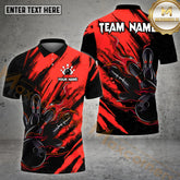Maxcorners Bowling & Pins Color Paint Pattern Multicolor Option Customized Name, Team Name 3D Polo Shirt (4 Colors)
