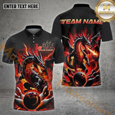 Maxcorners Fire Dragon Bowling With Fiery Graphic Multicolor Options Personalized Name, Team Name 3D Shirt (4 Colors)
