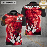 Maxcorners Lion Bowling Ball & Pins With Lightning & Power Ball Multicolor Options Personalized Name, Team Name 3D Shirt (4 Colors)