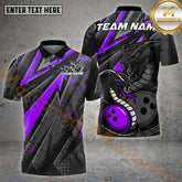 Maxcorners Cobra Bowling Shirt With Lightning Pattern Multicolor Options Personalized Name, Team Name 3D Shirt (4 Colors)