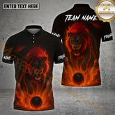 Maxcorners Bowling Lion Fire Fury Multicolor Options Personalized Name, Team Name 3D Shirt (4 Colors)
