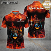 Maxcorners Funny Ball Bowling King Flame Crown Multicolor Options Personalized Name, Team Name 3D Shirt (4 Colors)