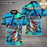 Maxcorners Bowling Shark Graffiti Splash Multicolor Options Personalized Name, Team Name 3D Shirt (4 Colors)