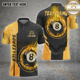 Maxcorners Billiard 8 Ball Flaming Style Multicolor Options Personalized Name, Team Name 3D Shirts (4 Colors)