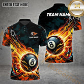 Maxcorners Billiard Fire 8 Ball Flame Multicolor Options Personalized Name, Team Name 3D Shirts (4 Colors)