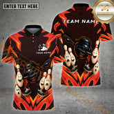 Maxcorners Bowling Shirt Dabbing Ball Fire Flames Style Multicolor Options Personalized Name, Team Name 3D Shirt (4 Colors)