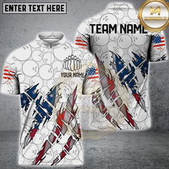 Maxcorners Bowling American Flag Scratch Torn Design Personalized Name 3D Unisex Shirt