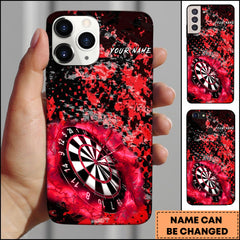 Maxcorners Darts Red Splash Dartboard Grunge Abstract Design Personalized Name Phone Case
