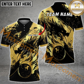 Maxcorners Dragon Golden Ball Fire Bowling Jersey Multicolor Options Personalized Name, Team Name 3D Shirt