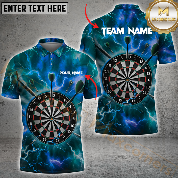 Maxcorners Darts Storm Precision Multicolor Option Customized Name, Team Name 3D Polo Shirt