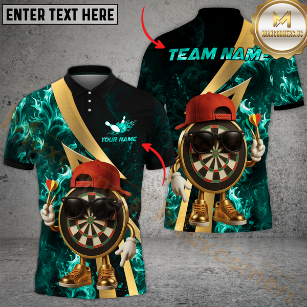 Maxcorners Darts Inferno Multicolor Customized Name, Team Name 3D Polo Shirt