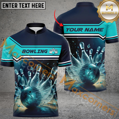 Maxcorners Frozen Broken Bowling Jersey Customized Name, Team Name 3D Polo Shirt