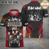 Maxcorners Funny Lucky Bowling Jersey Multicolor Option Customized Name, Team Name 3D Polo Shirt