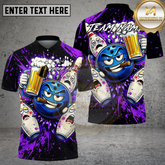 Maxcorners Bowling Beer Party Cartoon Multicolor Options Personalized Name, Team Name 3D Shirt (4 Colors)