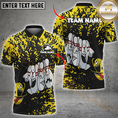 Maxcorners Splatter Bowling Shirt - Custom Cartoon Pin Faces Multicolor Customized Name, Team Name 3D Shirts