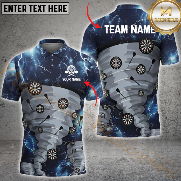 Maxcorners Darts Tornado Precision Multicolor Option Customized Name, Team Name 3D Polo Shirt