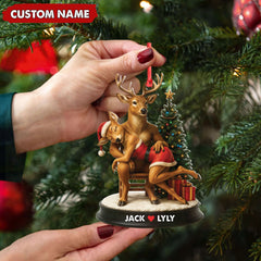 Maxcorners Personalized Acrylic Deer Couple Christmas Ornament - Romantic Holiday Decor for Couples & Wildlife Lovers LM0110