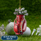Maxcorners Custom Name Golf Backpack Xmas Ornament, Golf Accessories, Christmas Golf Gift