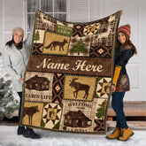 Maxcorners Personalized Hunting Cabin Life Fleece Blanket – Rustic Lodge Throw with Wildlife Design LM1611