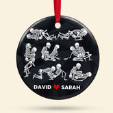 Maxcorners Personalized Black Rose Heart Shape Skeleton Couple Christmas - Ornament