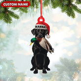 Maxcorners Personalized Hunting Dog Christmas Ornament with Duck - Custom Name Lab Retriever Holiday Decor LM0411