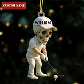 Maxcorners Skeleton Golfer With White Golf Outfit Acrylic Ornaments, Golf Christmas Gifts, Funny Golf Presents LM1611